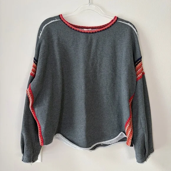 Natural Life Charcoal Knit Trim Sweatshirt Size L/XL - Picture 2 of 10